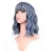 FAELBATY Short Bob Blue Wig with Air Bangs - Shoulder Length Curly Wavy Synthetic Cosplay Wig for Women - 12 Blue Mix Halloween Costume Wig - Buy Online on GoSupps.com
