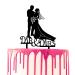 CARISPIBET Wedding cake topper Groom and bride with bride holding a flower bouquet "Mr & Mrs" written underneath Marriage Cake decoration Topper Acrylic Groom & Bride in Classic Outfits