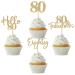 48Pcs 80th Birthday Cupcake Toppers Glitter Hello 80 Cupcake Topper 80 Fabulous Eighty Cupcake Picks for Happy 80th Birthday Wedding Anniversary Party Cake Decorations Supplies Champagne Gold 80th Champagne Gold