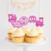 Pink Glitter Kids Train-Themed Happy Birthday Cupcake Toppers Set of 18 - Perfect for a girl's train birthday party baby shower party or themed railroad party Choo-choo decorations - SugarGera - Buy Online on GoSupps.com