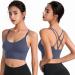 Riou Women's Sports Bras | Cross-Back Padded Crop Bustiers for Yoga & Fitness | Low-Impact Workout Bras in Small Blue - Buy Online on GoSupps.com