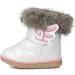 MINBEI Baby Girls Waterproof Winter Snow Boots - Soft Leather Toddler Girls 9.5 UK Child, White - Buy Online on GoSupps.com