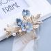 Dervivea Bridal Leaf Flower Hair Comb Pearl Wedding Hair Combs Blue Flower Side Comb Rhinestone Crystal Headpiece Decorative Hair Accessories For Women And Girls Headdress (Blue flower) - Buy Online on GoSupps.com