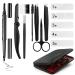 Eyebrow Grooming Suit Kits - 13 PCS Stainless Steel Eyebrow Scissors Utility Tools, Professional Eye Brow Groom Set with Eyebrow tweezers, Shaping Razor, Pen, Brush, DIY Shape Card (LIGHT COFFEE)