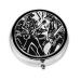 Play Jazz Music Portable Metal Pill Box Round Mini 3-Compartment Plastic Insert hinged Fastening Design Suitable for Small Pills Must-Have for Travel
