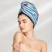 Hair Towel Wrap - Quick Drying Towel Turban with Button | Funny Crab Design on Blue Stripe - Buy Online on GoSupps.com
