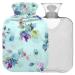 NAANLE hot water bottle with lid grape flowers Transparent hot water bottle heat bottle for back pain relief handfoot warmer neck hot and cold therapy 2l