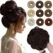 Sego hair part with rubber band large dutt hair parts hair tie with hair hair extension ponytail braid hair bun for women (55 g) medium brown