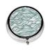 Green Wavy Striperound Pill Box 3 Compartment Round Pill Box Organizer Portable Travel Pill Box for Traveling.