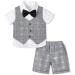 mintgreen Baby Boys 3 Pieces Outfit Gentleman Suit Set Shirt & Bowtie & Waistcoat & Shorts Size:1-6 Years 2-3 Years Grey