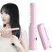 Rechargeable Hair Straightener Wireless Hair Straightener Comb with 3 Levels Temperature Hair Straightening Brush Volumizing Hot Brush Create Root Portable Hair Straightener and Curler Brush (Pink)