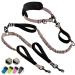 Jogging lines for dogs to walk jogging hiking |2 in 1 jogging line and normal dog leash for large and medium -sized dogs with double handle |Belly belt dog leash brown for two dogs