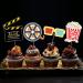 Movie Night Cupcake Toppers Cake Decorations Theater Cupcake Toppers for Happy Birthday Movie Night Party Supplies Film Theme Birthday Party Baby Shower Supplies Set of 24