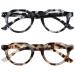 Opulize Rio Reading glasses with blue light filter - flattened frame - ladies & men - spring hinges - B53-1 +3.00 Magnification glossy light brown tortoise - shiny blue tortoise