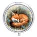 Round Pill Box A Sleeping Fox Print 3 Compartment Medicine Pill Case Print Pill Organizer Decorative Metal Portable Pill Box Pocket Pill Box Style