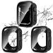 2 Pack 2 in 1 Waterproof Case for Apple Watch Series SE SE2 6 5 4 44mm Straight Edge PC Front & Back Bumper with Tempered Glass Screen Protector 360 Protective Cover for iWatch (44mm Black/Black) 44MM Black/Black