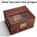 CIGARLOONG Cigar Humidor 35-50 Count Glass Top Large Capacity Cigar Box with Front Hygrometer Humidifier and Accessory Drawer(Brown) - Buy Online on GoSupps.com