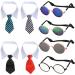 8 Pcs Pet Dog Cat Costume Dog Neck Tie and Dog Sunglasses for Small Dog Cat Round Metal Cat Classic Retro Sunglasses Cat Tie Pet Costume Tuxedo Necktie Collar Puppy Grooming Accessories Cosplay Party