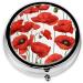 Buy Red Poppy Flower Round Pill Box - 3 Compartment Mini Travel Organizer for Vitamins & Medicines - Buy Online on GoSupps.com