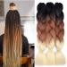 Fanyu 3 Packs 24 '' synthetic braiding hair for women ombre jumbo braids hair extensions for crochet braids (black-brown blonde) 24 inch (pack of 3) DB-Black-Brown blonde