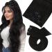 Moresoo Clip in Hair Extensions Real Human Hair Black Hair Extensions Clip in Real Hair Natural Black Clip in Human Hair Extensions 22 Inch 7Pieces/120g #1B 55 cm #1B