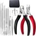 Footnail nail scissors set footnail pliers nail tongs 10 pieces stainless steel footnail snaps with a double -page nail file repair for thick and ingrown footnaws black+red