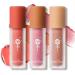 Cream Liquid Blush Trio Makeup  3 Colors Creme Liquid Cheek Tint  girl soft matte cream blush Liquid Blush Cream Blush Makeup Lightweight  Long Lasting Waterproof Natural-Looking Advanced Hazy Feeling Blush 01+02+03