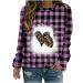 Yihaojia Women's Casual Plaid Long Sleeve Tunic Tops Crewneck Football Print Pullover Blouse T-Shirts for Fall Holiday Top Purple#23 XX-Large
