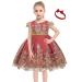 MYRISAM Baby Girl Embroidery Birthday Christening Dress Princess Bowknot Dress Backless Wedding Party Baptism Gown w/Headwear 0-3 Months Deep Red
