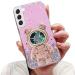 Tivenfezk Nadoli for Samsung Galaxy S21 Fe Treisand B r Astronaut Hidden Stand Shell caricature glitter astronaut stand soft silicone bling cell phone case transparent protective cover samsung galaxy s21 fe pink