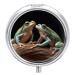 Pill Box Pill Case 3 Compartment Travel Pill Box Two Frogs Printing Small Pill Box Portable Medicine Pill Case Pill Organizer for Purse & Pocket for Travel Handbag (Round)