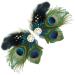 2PCS Beautiful Butterfly Faux Peacock Feather Hair Clip Pins with Artificial Pearl Rhinestones Feather Hair Clip Pin Bridal Wedding Party Decorations
