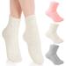 3Pairs Aloe Socks Moisturizing Spa Socks Sleeping Fuzzy Socks for Dry Feet Overnight Non Slip Coral Fleece Lotion Socks Women Spa Pedicure Foot Care Socks for Repairing Dry Feet (Pink&Grey&White)