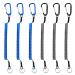 Heveer Spiral Keychain Fishing Lanyard with Carabiner Elastic Ropes for Fishing Accessories Key Blue Black 6 Pieces