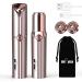 Facial Hair Remover for Women USB Rechargeable Painless Lady Shavers for Women Waterproof Hair Removal Device with LED Light for Peach Fuzz Fine Chin Cheek Upper Lip Contains Flannel Bag by guRelax Rose Gold Hair Remover(with 2 Replacement Heads)