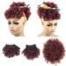 Afro Puff Drawstring Ponytail with Bangs Pineapple Updo Hair for Black Women Short Kinky Curly Ponytail Bun with 2 Bangs(#1B/BUG) 1 ponytail+ 2 bangs T1B/BUG