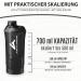 Fitness Shaker 700ml - BPA Free Leak-Proof with 2 Extra Compartments for Protein & BCAA - Black Smoke Ideal for Training Sessions - Buy Online on GoSupps.com