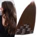 Clip in extensions real hair extension hairpiece 8 wefts heat resistant straight Remy human hair medium brown #4-1 25 cm (75 g)