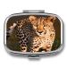 Pill Box Wild Cheetah Print 2 Compartment Medicine Pill Case Pill Organizer Decorative Metal Portable Pill Box for Pocket Or Purse