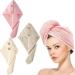 Microfiber Hair Towel  Hair Towel Wrap  3 pcs Salon Towels for Wet Hair  Hair Turbans with Double Buttons  Super Absorbent Hair Turbans for Long Curly Thick Hair