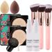 Air Cushion CC Cream Mushroom Head Foundation  2 PCS Amazfly Moisturizing BB Cream Makeup Long Lasting Matte Concealer Bright Makeup Base Long Lasting with Mushroom Makeup Sponge and Powder Brush (Natural)