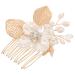 Mikinona Gold Leaf Side Comb Wedding Bride Headpiece Decorative Hair Combs Girl Headpiece Comb for Bridesmaid Hair Comb for Bride Hair Comb for Side Comb Headpiece Hair Comb Clip