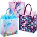 BLEWINDZ Large Gift Bags with Tissues 3Pcs Mermaid Girls Kids Tote Reusable Gift Bags with Handles for Birthday Party Favors Baby Showers Shoppings (13.2" x 13" x 3.3") Large size