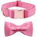 Lionet Paw's dog collar with fly - comfortable silk pink dog collar with removable fly for small dogs neck 25-40cm s (1 Pack) peach
