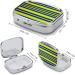 Stylish Yellow and Blue Striped Pill Box - 2 Compartment Portable Medicine Organizer for Pocket or Purse - Buy Online on GoSupps.com