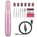 Uouteo Electric Nail Drill Kit Metal Nail File Manicure Pedicure Polishing Tools with 50.7" USB Cable, 6 Drill Bits & Sanding Bands Rose Red