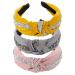 kalyn 3Pcs Fashion Rhinestone Diamond Headbands satin knot headbands Hair Bands Glitter Hairband for Women Girls Hair Accessories(Yellow  pink  gray colors) Gray Pink Yellow