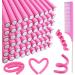 60PCS 9.45" Flexible Curling Rods Hair Twist Flexi Rods Hair Curlers Set,Twist Foam Hair Rollers No Heat Hair Rods Rollers Hair Curlers Rollers,Steel Pintail Comb Rat Tail Comb for Short and Long Hair