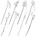 inSowni 8 Pieces Decorative Retro Crystal Pearl Silver Hair Sticks Pins with Pendants Asian Chinese Hanfu Cloud Star Lotus Flower Hair Forks Chopsticks Bun Updo Holders Long Hairpins for Women Girls