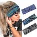 Zoestar Boho-front straps with cross pattern striped yoga headscarf twisted bandeau head wrap vintage style stylish hair bands elastic fashionable hair accessories for women and girls (3 pieces)